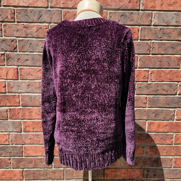 Orvis Sweater Chenille Knit Polyester Crew Neck Pullover Plum Womens Sma… - Picture 3 of 11
